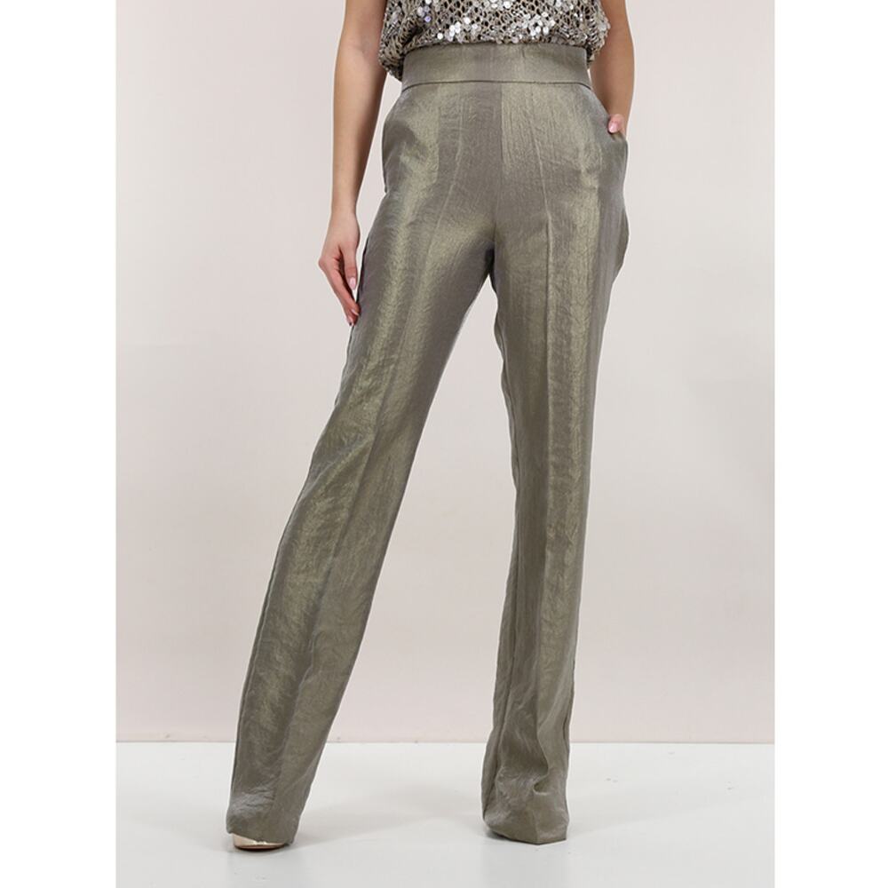 Gaëlle Paris Metallic Pants Viscose Blend Size US 12 EU 44 Made in Italy